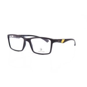 Armação de óculos Jean Pierre Masculina 7067-52-1817 Preto Fosco / Det. Amarelo